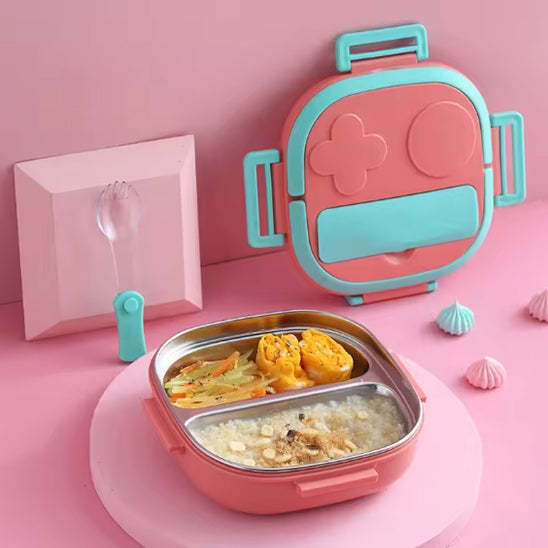 2 COMPARTIMENTS DE LA LUNCH BOX ROSE AVEC SON COUVERCLE