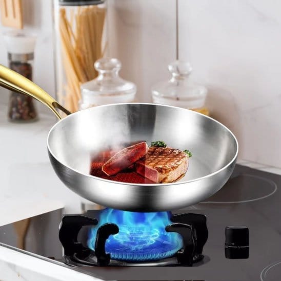 poele inox feux viande