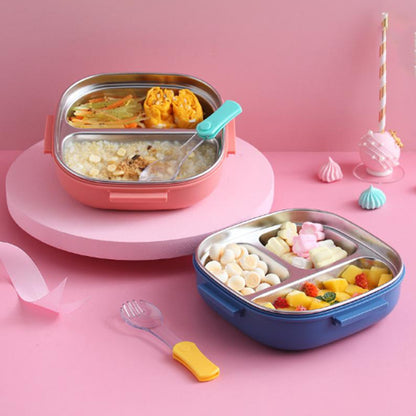 2 COMPARTIMENTS LUNCH BOX ROSE ET 3 COMPARTIMENTS LUNCH BOX BLEU AVEC FOURCHETTE