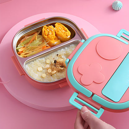 LUNCH BOX ROSE AVEC SES 3 COMPARTIMENTS ET SON COUVERCLE