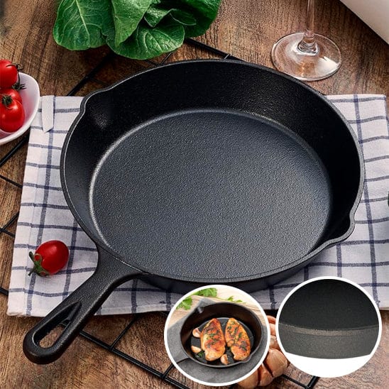 POELE EN FONTE CUISSON VIANDE BORD EN FONTE