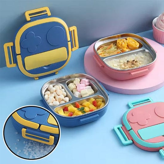 LUNCH BOX ROSE ET BLEU AVEC COMPARTIMENTS ET FERMETURE