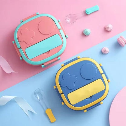 PRESENTATION LUNCH BOX ROSE ET BLEU AVEC FOURCHETTE