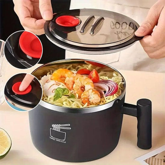 LUNCH BOX NOIR - COUVERCLE ENLEVE - BEC VERSEUR AVEC LE BOUTON ROUGE