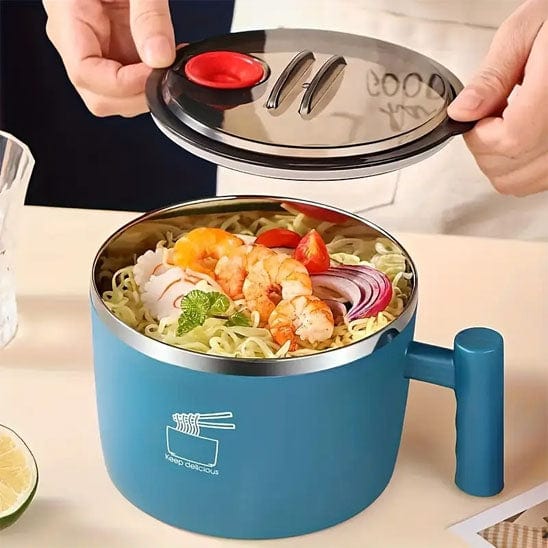 LUNCH BOX BLEU AVEC COUVERCLE ENLEVE ET ALIMENTS A L'INTERIEUR