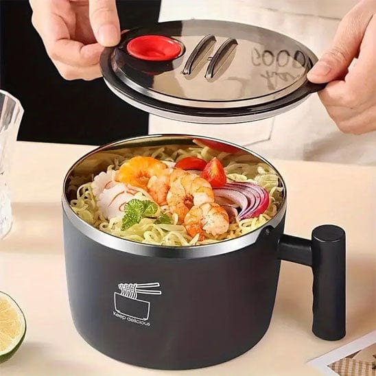 LUNCH BOX NOIR AVEC COUVERCLE ENLEVE ET ALIMENTS A L'INTERIEUR