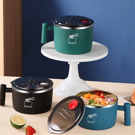 PRESENTATION LUNCH BOX NOIR, VERT ET BLEU AVEC COUVERCLE LUNCH BOX BLEU ENLEVE