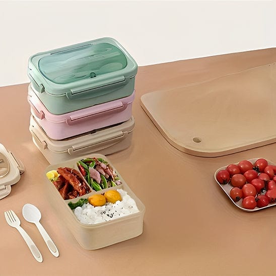 LUNCH BOX KAKI AVEC ALIMENTS - LUNCH BOX VERT ET ROSE