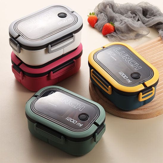 LUNCH BOX ROUGE. JAUNE, VERT ET BLANC