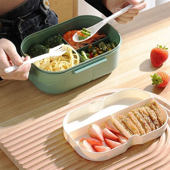 LUNCH BOX AVEC FOURCHETTE ET CUILLERE AVEC 2 COMPARTIMENTS