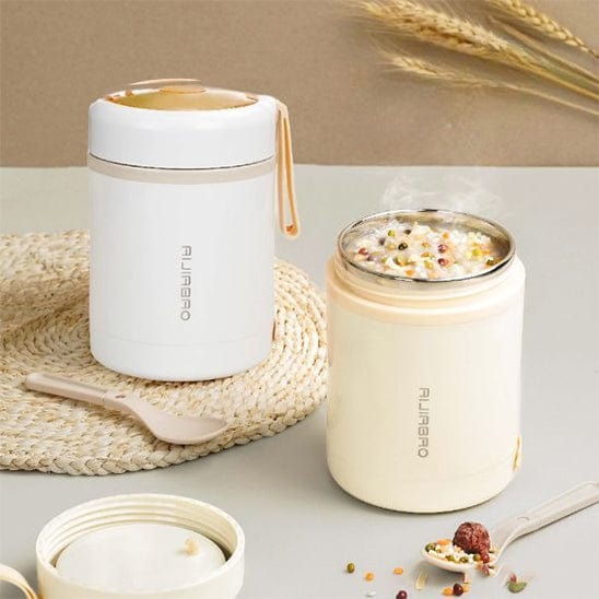 LUNCH BOX BANCHE ET BEIGE AVEC CUILLERE