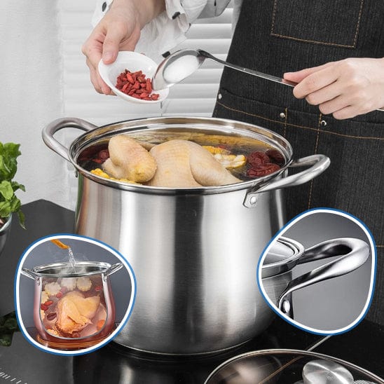 marmite inox cuillère poignées et capacité